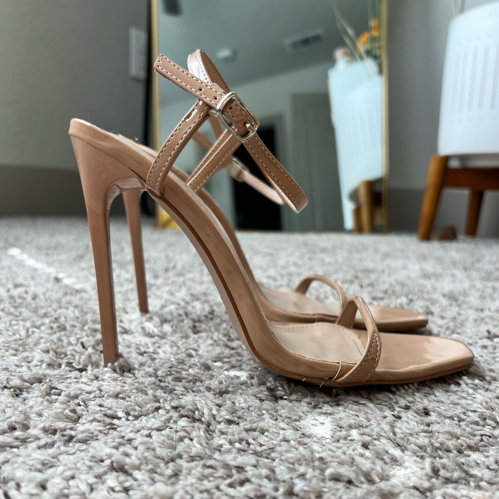 Nude strappy stiletto sandals